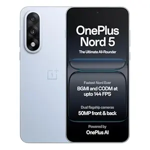 OnePlus Nord 5 | Snapdragon 8s Gen 3 | Stable 144FPS Gaming | Dual 50MP Flagship Camera | Powered by OnePlus AI | 12GB + 256GB | Dry Ice