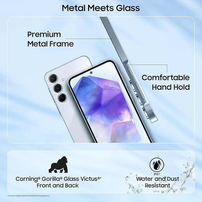 Samsung Galaxy A55 5G (Awesome Navy, 8GB RAM, 256GB Storage) | AI | Metal Frame | 50 MP Main Camera (OIS) | Super HDR Video| Nightography | IP67 | Corning Gorilla Glass Victus+ | sAMOLED Display - Image 5